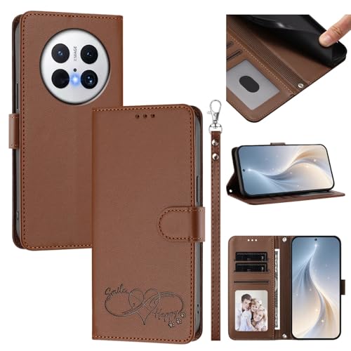 Jiajihua Cover Compatible with Huawei Mate 70 Pro Phone Case【Card Cash Slot Wallet Design Flip Kickstand Drop Protection】 Brown