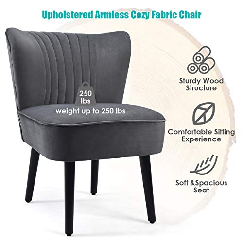 Giantex Velvet Accent Chair Set Of 2, Modern Mid-Century Upholstered Living Room Chairs, Comfy Armless Accent Side Chair, Bedroom Chair With Curved Backrest, Padded Seat, Wingback Chair, Slipper Chair #TOP3