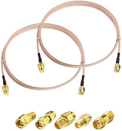 Superbat SMA RG316 Extension Cable 30cm-2pcs, Male to Female, 5Pcs Adapter