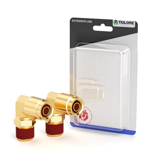 Image of TAILONZ PNEUMATIC 5PCS 3 /8 inch Tube OD x 1 /2 inch NPT Thread DOT Elbow Out Pipe Air Fittings, Push to Connect Fittings Air Brake Pipe Fittings for Cars, Trucks, Air Brake Systems, Etc.