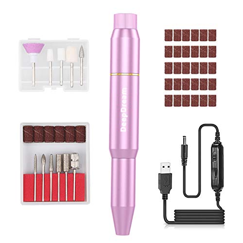 DeepDream Portable Electric Nail Drill - Professional Efile Nail Drill Kit For Acrylic, Gel Nails, Manicure Pedicure Polishing Shape Tools with 11Pcs Nail Drill Bits and 36 Sanding Bands