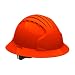 Evolution Deluxe 6161 280-EV6161-10 Full Brim Hard Hat with HDPE Shell, 6-Point Polyester Suspension and Wheel Ratchet Adjustment (VENTED, Bright Orange)