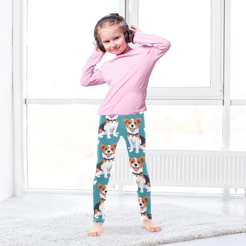Dog in Collar Girls Leggings,Workout Leggings for Girls Toddler Athletic Legging Size for 3-10T4
