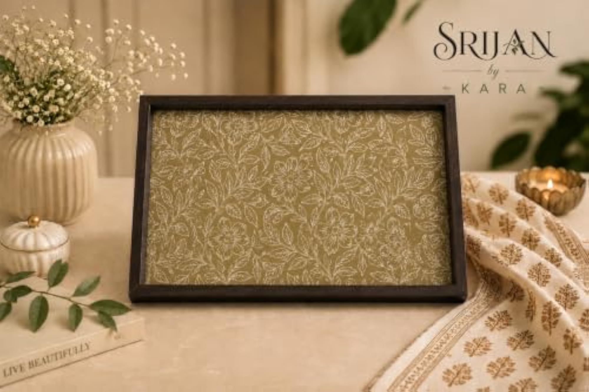 Handcrafted Wooden Serving & Decorative Tray - Lemon Yellow
