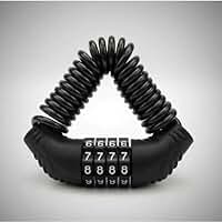 Cadeado com Senha para Capacete de Moto e Bicicleta, Trava de Segurança com Cabo Espiral Retrátil, Preto, 4 Dígitos