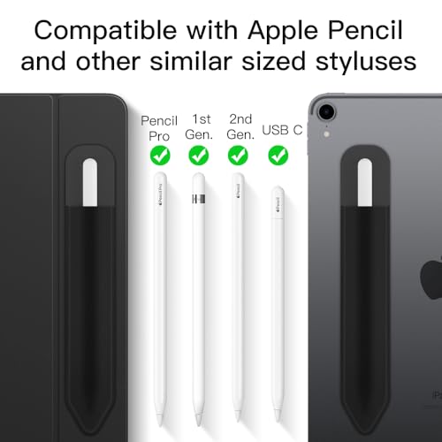 MoKo Self-Adhesive Pencil Holder Compatible with iPad Pencil (1st/2nd Generation), Elastic Pencil Case Cover, PU Leather Case, Protective Cover for iPad Pro 11 & 12.9 2021/2020 - Image 3