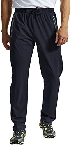 BGOWATU Men's Sweatpants Zipper Pockets Lightweight Hiking Pants Quick Dry Breathable Jogger (Navy US M)