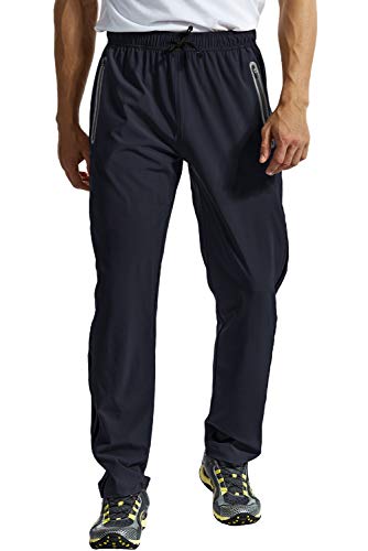 Bgowatu Men's Sweatpants Zipper Pockets Lightweight Hiking Pants Quick Dry Breathable Jogger (Navy Us M) #TOP2
