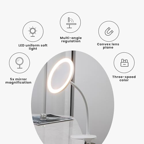 Espejo de aumento 5X con luz para un maquillaje impecable en el dormitorio 5