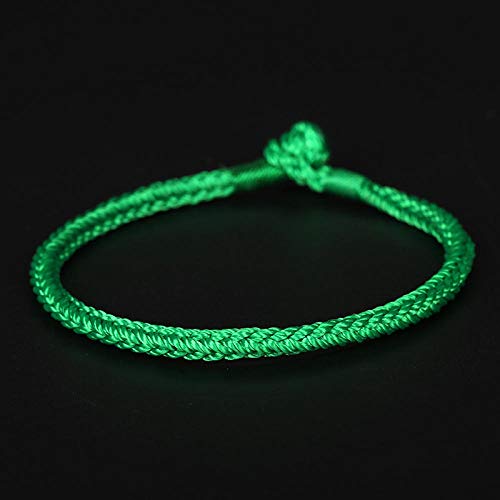 Bracelet tibétain tressé main porte-bonheur vert pour femme et couple