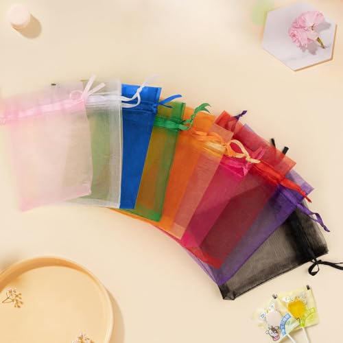 Image of 50PCS Pink Organza Bags 3x4, Small Gift Bags for Women, Mesh Pouches Drawstring Packaging Baggies for Jewelry Goodie Makeup Soap Candy Graduation Wedding Favors Birthday Party Baby Shower