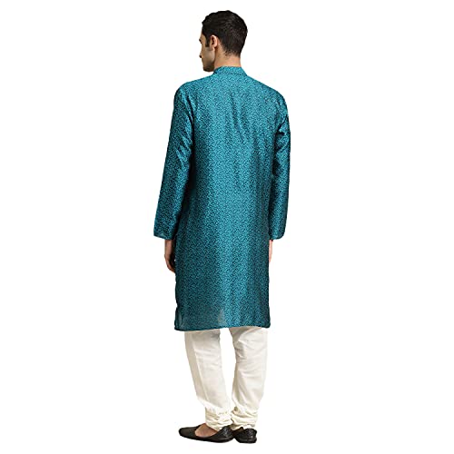 Image of SOJANYA (Since 1958, Men's Silk Blend Grey Kurta Pyjama & Silk Blend Jacket Combo