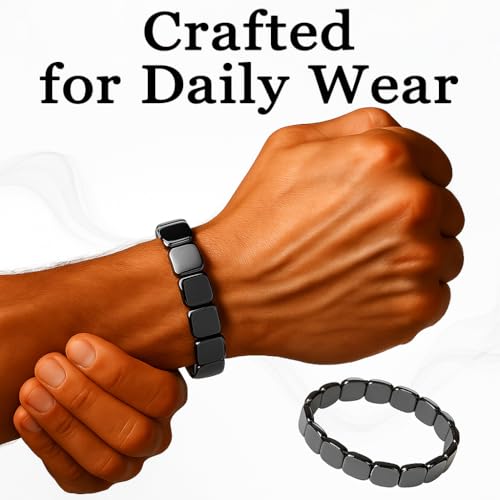 2025 New Hemios Hematite Bracelet Men, Polished Stone Bead, Classic Elastic Band, Symbolic Gift for Balance, Strength & Style4