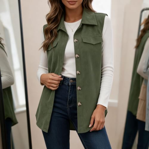 Corduroy Vest for Women Sleeveless Dressy Casual Plus Size Jacket - image 5