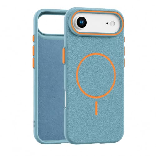 Image of Elzzi Compatible with iPhone 17 Air Case, MagSafe Compatible Magnetic Back Cover, Premium Lychee Texture PC+TPU Case with Soft Velvet Lining, Shockproof Protective Case, Pine