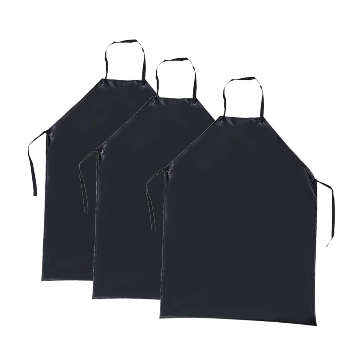 Delantal Industrial de 3 Piezas de Pvc Negro Resistente a Grasa