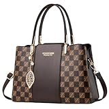 [SHARE ITEMS] ショルダーバッグ レディース 2way 斜めがけ ハンドバッグ 肩掛け 上品 オシャレ PUレザー 柄 カバン 通勤 通学 (ブラウン)