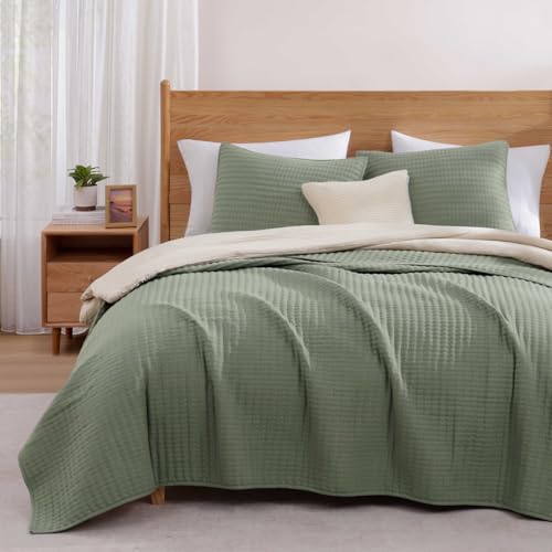 King Size Quilt-Lightweight Bedspreads Sage Green King Quilt Bedding Set