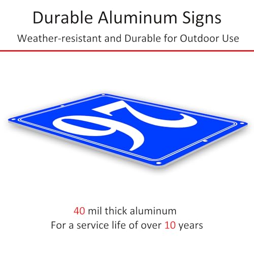 Image of Premium Aluminum Number Signs 26, Metal 12 inch X 8 inch Blue Numbered Signs Outdoor for Parking Lots, Floor, Dock, Court, Aisle, Field, High Visibility, No Fade, Weather-resistant