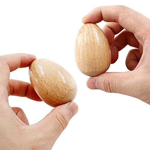 Litoexpe 2-Pack Natural Wood Egg Shaker, Musical Percussion Instruments for Easter Craft Ornament (Natural Color)