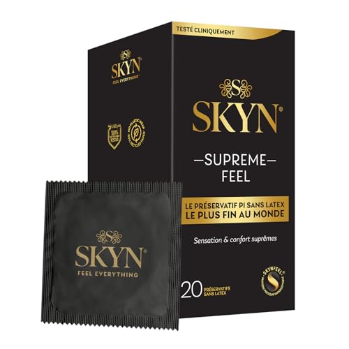 SKYN Supreme Feel : Lot de 20 Préservatifs sans latex SKYNFEEL pour Homme/Ultra-Fins, Lisses, Forme Droit