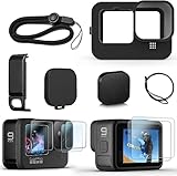 FitStill Protective Silicone Sleeve Cases for Go Pro Hero 10 Black/Hero 9 Black,Silicone Rubber Case Protector Cover with Lanyard + Silicone Lens Cap for Go Pro Hero10 Hero9 Action Camera