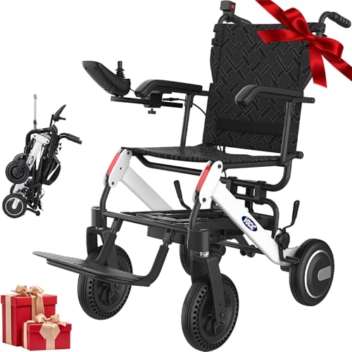 VOCIC Silla de ruedas eléctrica plegable ligera con control trasero (20 km), silla de ruedas eléctrica de hasta 136 kg, para todo terreno, silla de ruedas eléctrica de 500 W, autorización de avión