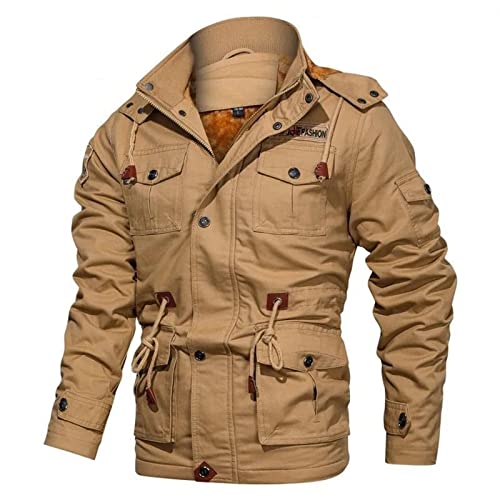 Men's Winter Coats Thick Thermal Fleece Lined Military Cargo Jacket Army Bomber Jacket2