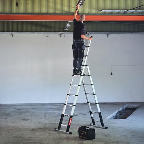 Teleskopleiter 3m mit 3-in-1 Funktion von TELESTEPS I Made in Sweden I Combi Line I Multifunktions-Bockleiter mit patentiertem Premium Design I Anti-Rutschprofil I EN 131 I 72430-681