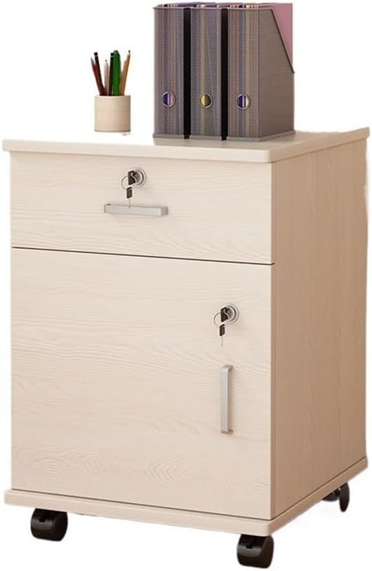 Simple Locking Mobile Low Cabinet Office File Folders with Drawer File Organizer File Storage Cabinets (Natural)