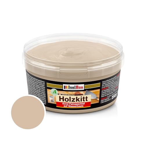 Isolbau - Holz-Spachtelmasse 250 g - Holzspachtel Holzkitt Außen und Innen - Holz-Reparaturspachtel - Holzreparaturmasse - Holz-Fertigspachtel - Schnelltrocknend - Eiche Dunkel (Nr. 20)