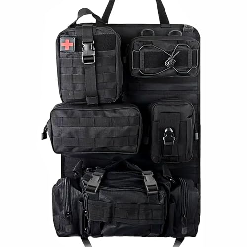 Spalivivre Organizador táctico universal para la parte trasera del coche con 5 bolsillos Molle desmontables para coche SUV