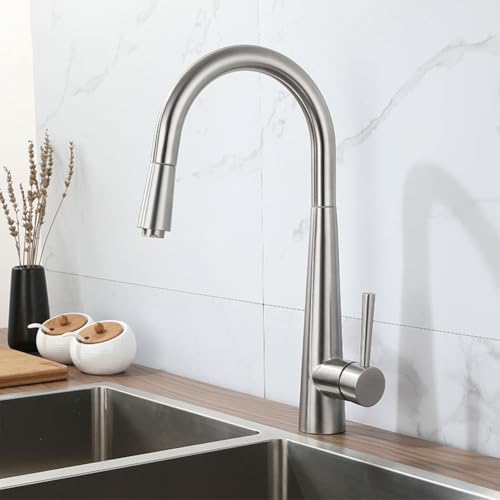 Robinet de cuisine avec douchette pivotant 360 pour grand évier