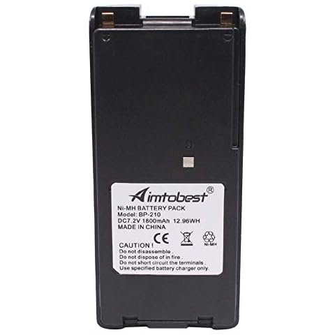 Aimtobest BP-210 BP-210N 1800mAh Ni-MH Battery Compatible for ICOM IC-A6 IC-A24 IC-V8 IC-V82 IC-U82 IC-F3GS IC-F4GS IC-F30GT IC-F40GT IC-F11 IC-F12 IC-F21 IC-F22 BP-209N BP210 BP210N Cover