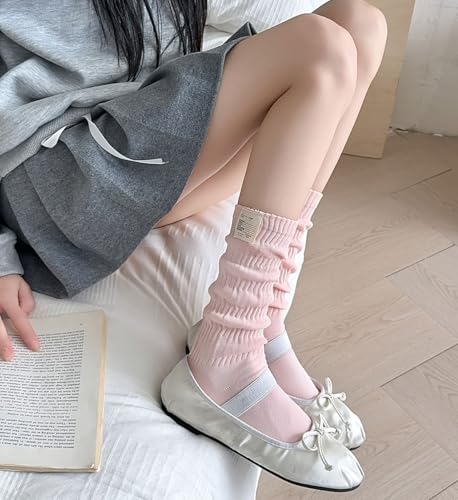 Image of Women's Ruffle Frilly Slouchy Socks, Soft Cotton Cute Solid Color Crew Socks Light Blue