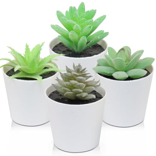 Uguisu Mini plantas falsas, pequeñas suculentas artificiales, pequeñas suculentas artificiales, maceta de plástico, decoración de oficina, baño, casa de campo (4/verde terciopelo)