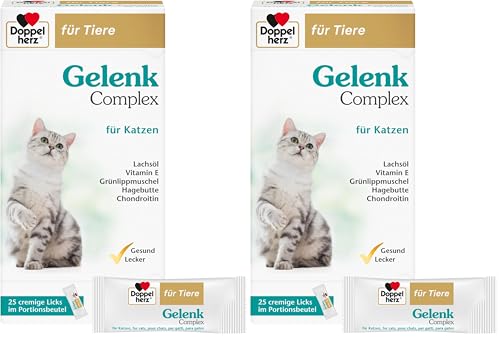 Doppelherz Gelenk Complex für Katzen – Mit essentiellen Omega-3 Fettsäuren + Vitamin E – 25 Licks (Packung mit 2)
