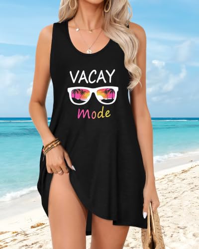 Image of elescat Womens Swimsuit Cover Up Summer Sleeveless T Shirt Beach Dress Tank Bikini Coverups 2026