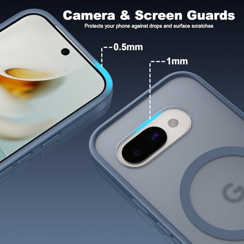 Image of X-level for Google Pixel 9A Case Compatible with MagSafe, Military Grade Drop Protection,Slim Translucent Matte Back Cover Shockproof Anti-Scratch Magnetic for Google Pixel 9A Phone Case,Blue