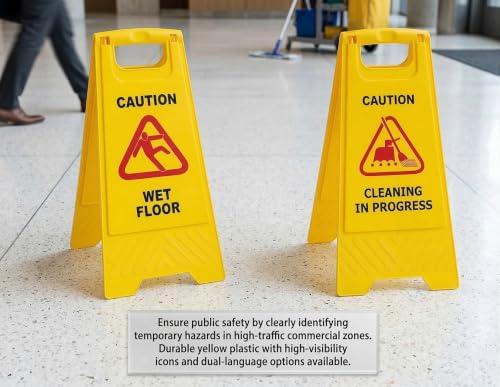 Image of Caution Standing Board (Combo Of 2 Pcs Sign Board,Wet Floor And Cleaning in Progress Sign Board) WITH CHECK DUSTER CLOTH FREE