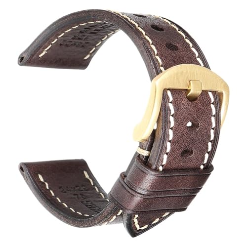 Bracelet de montre en cuir rétro marron avec surpiqûres élégantes