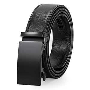 JASGOOD Leather Men Belt 1 3/8” Sliding Ratchet Leather Belt for Men with Automatic Buckle