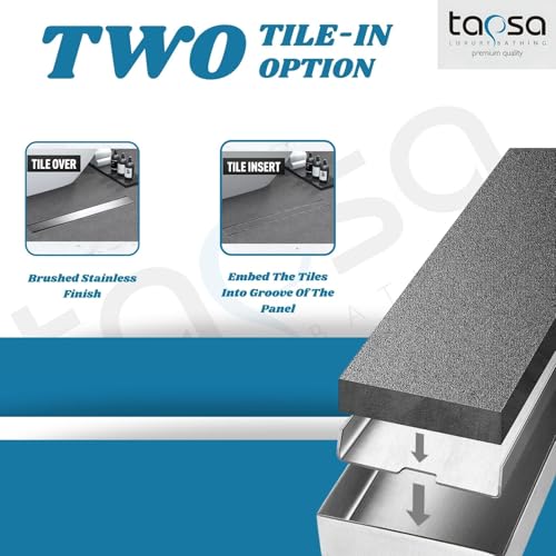 Image of Tapsa Tile Insert Floor Drain | 304 Stainless Steel | Invisible Shower Drain Channel | Shower Drain Channel | Water Drain Channel | with Cockroach Trap. (48X4, SS Matte Tile Insert Floor Drain 20 mm)