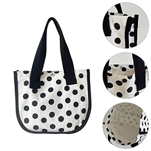 VALICLUD 1Pc Polka- Dot Bolsa de Moda Do Vintage Saco de Lona Portátil Saco de Caixa De Bento (Preto