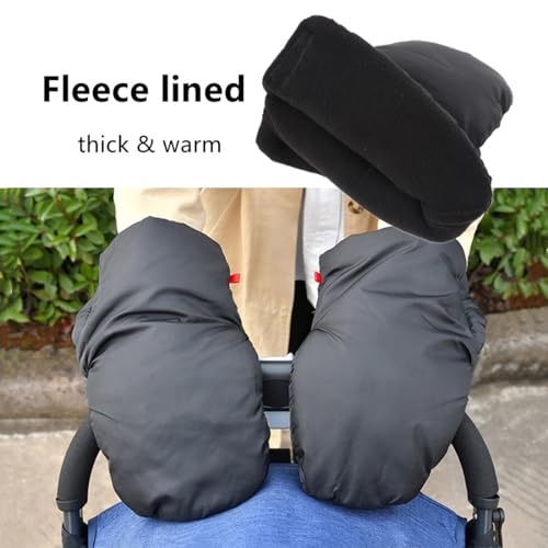 Image of 1 Pair Baby Stroller Hand Muffs Gloves Winter Thick Warm Gloves Pushchair Hand Warmer Gloves Mittens Windproof Waterproof Carriage Hand Muffs Stroller Warmmuffs Gloves Stroller Accessories