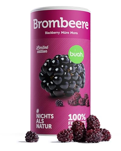 Buah Gefriergetrocknete Brombeere | Getrocknete Brombeeren ohne Zusatz von Zucker | 100% Gefriergetrocknet Früchte (Vegan Glutenfrei Laktosefrei) | Idealer Snack (130g)