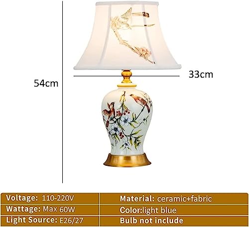Lampe de table en céramique blanche style chinois et oiseaux - 7