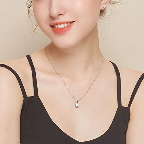 Secretalk Moissanite Pendant Necklace 1Ct 18K White Gold Plated Silver D Color Ideal Cut Diamond Necklace For Women With Certificate Of Authenticity (Classic 6P) #TOP2