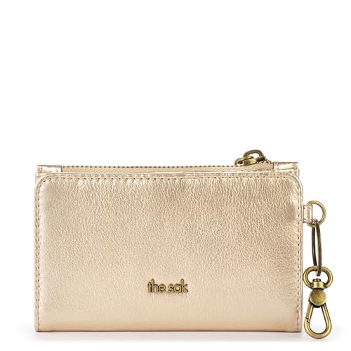 Image of The Sak Encino Card Wallet - Women's Leather Wallet For Everyday - Slim Wallet With Zipper, Credit Card Slots & Coin Holder - Light Gold