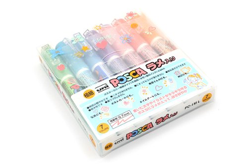 Amazon.co.jp: 三菱鉛筆 極細ポスカ ラメ入り (7色) PC1ML7C 【3個